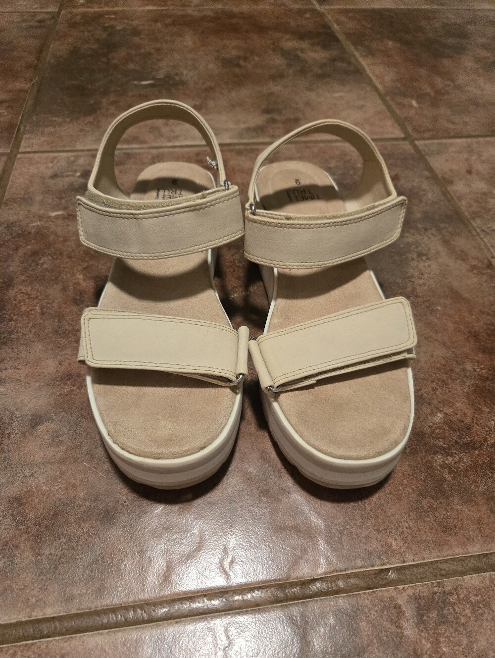 Women’s Beige Adjustable Strap Platform Sandals